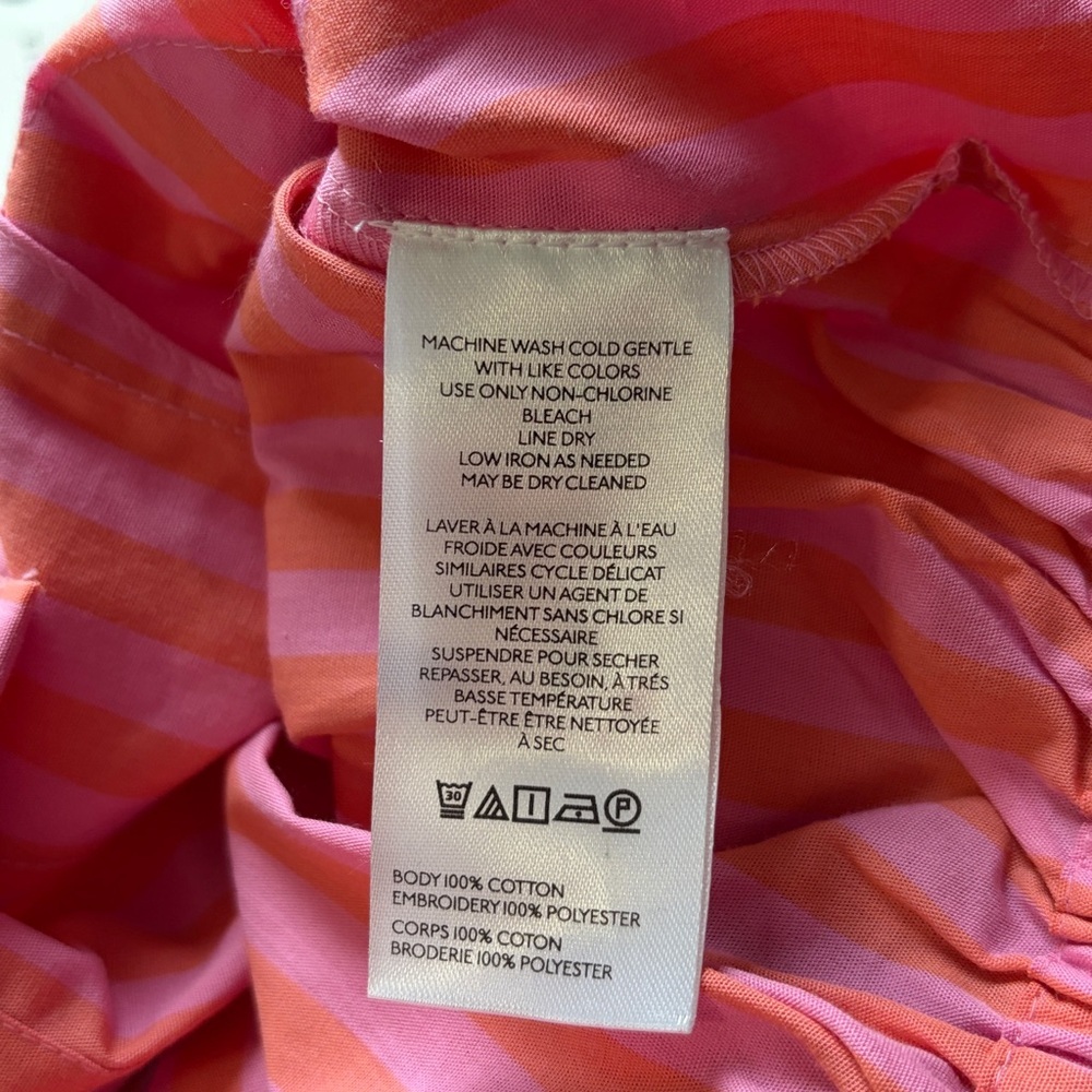Anthropologie Maeve Short Sleeve Monogram Cropped Top Pink Rose Shirt Sz L NEW - Picture 11 of 13